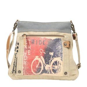 ENJOY THE RIDE Bicycle Print Recycled Canvas Bag